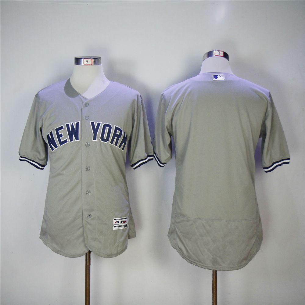 Men New York Yankees Blank Grey MLB Jerseys->new york yankees->MLB Jersey
